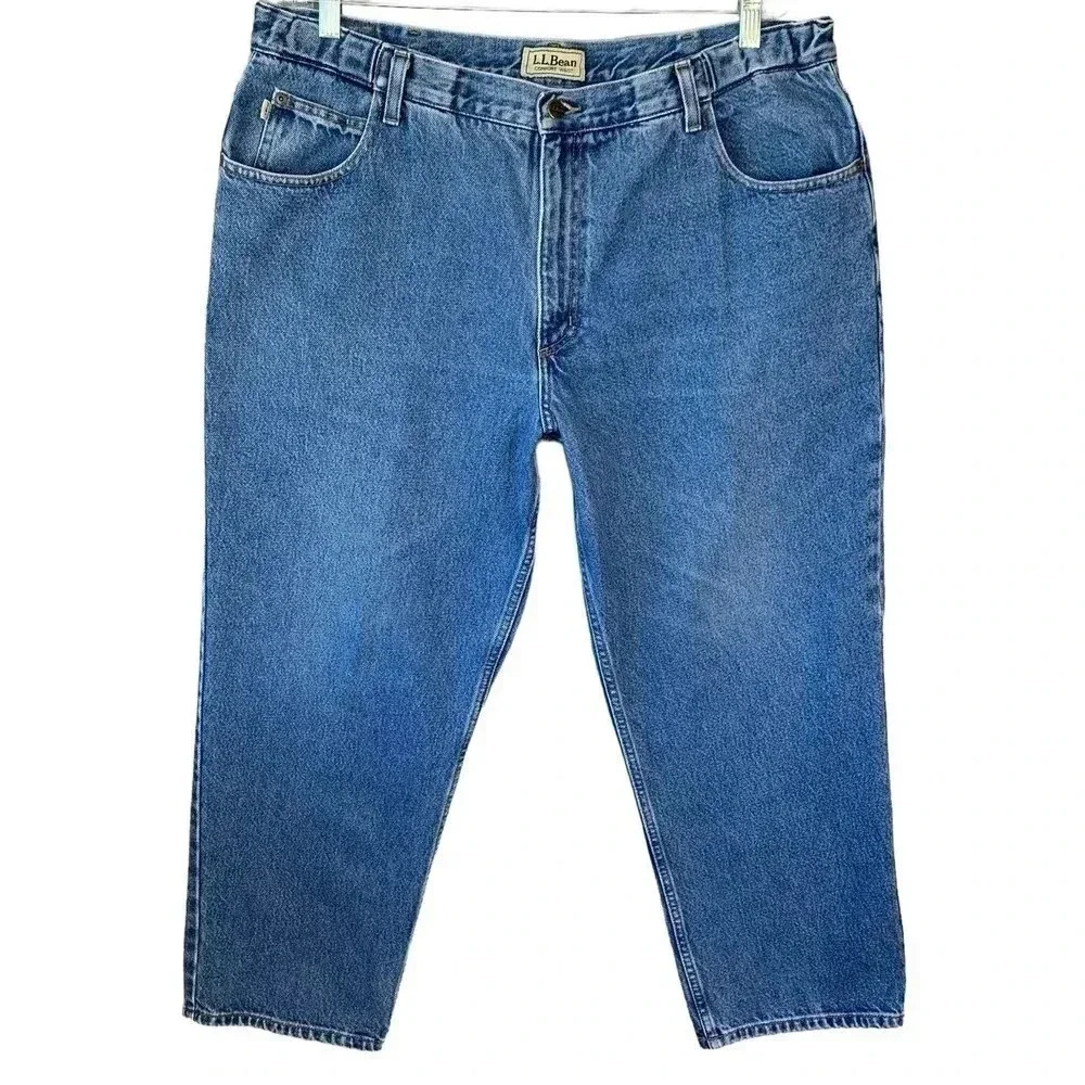 L.L. Bean Vintage Comfort Waist Straight Leg Denim Blue Jeans 40 X29 Medium Wash